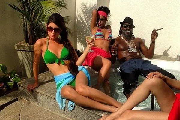 Chris Gayle Relaxing in Pool - Fitness Lifestyle